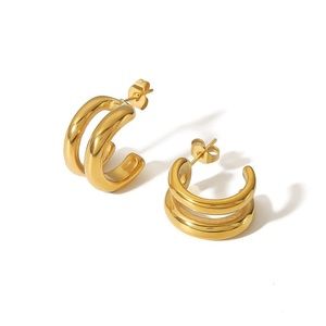18K Gold Everyday Hoop Earrings*Waterproof and Sweatproof